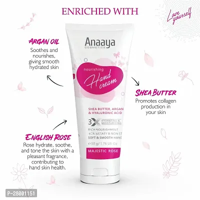 Anaaya Nourishing  Hand Cream | Majestic Rose | Shea Butter  Cocoa Butter with Argan Oil  Hyaluronic  | Non-greasy  Non Sticky  (50g)-thumb2