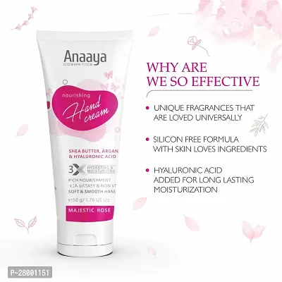 Anaaya Nourishing  Hand Cream | Majestic Rose | Shea Butter  Cocoa Butter with Argan Oil  Hyaluronic  | Non-greasy  Non Sticky  (50g)-thumb3