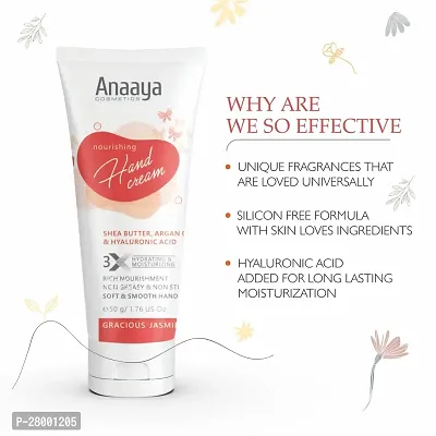 Anaaya Nourishing Hand Cream |Gracious Jasmine | Shea Butter  Cocoa Butter with Argan Oil  Hyaluronic  | Non-greasy  Non Sticky  | Soft  Moisturizing | Vegan  Paraben Free (50g)-thumb2