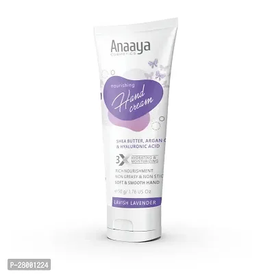 Anaaya Nourishing Hand Cream | Lavish Lavender  | Shea Butter  Cocoa Butter with Argan Oil  Hyaluronic  | Non-greasy  Non Sticky  | Soft  Moisturizing | Vegan  Paraben Free (50g)-thumb0