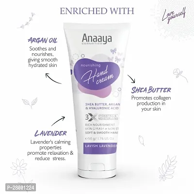 Anaaya Nourishing Hand Cream | Lavish Lavender  | Shea Butter  Cocoa Butter with Argan Oil  Hyaluronic  | Non-greasy  Non Sticky  | Soft  Moisturizing | Vegan  Paraben Free (50g)-thumb4