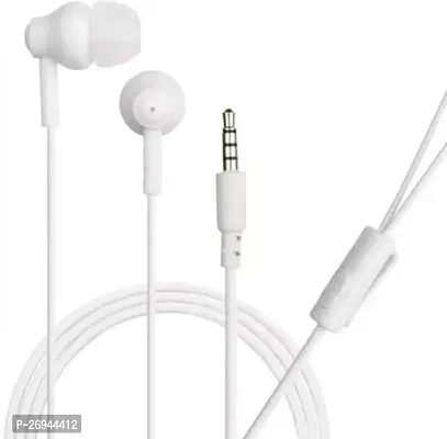 Classic White Wired - 3.5 MM Single Pin With Microphone Headphones