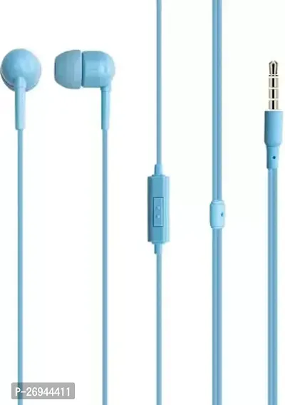 Classic Blue Wired - 3.5 MM Single Pin With Microphone Headphones