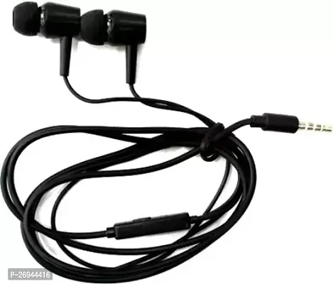 Classic Black Wired - 3.5 MM Single Pin With Microphone Headphones-thumb0