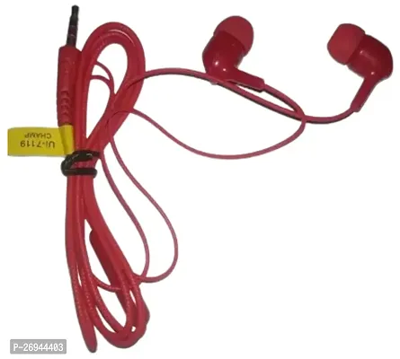 Classic Red Wired - 3.5 MM Single Pin With Microphone Headphones-thumb0