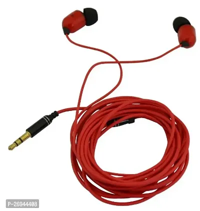Classic Red Wired - 3.5 MM Single Pin With Microphone Headphones-thumb0