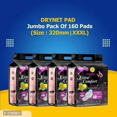 Jumbo Extra Day Night Protection Dry Net Sanitary Napkin Pads (XXXL Size, 160 pads in 4 pack)