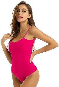 AmiLuv Women's Silk Blend Solid Midi Babydoll for Woman Thongs | Sexy Night Dress | Hot Nighty for Women | Above Knee Free Size (Free Size, Rani Pink)-thumb2