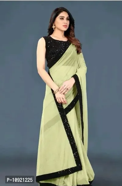 Classic Lycra Lace Work Saree with Blouse piece-thumb0