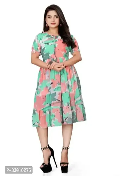 Stylish Multicoloured Georgette Printed Dress For Women-thumb0