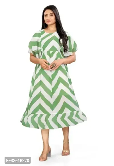 Stylish Green Georgette Abstract Print Dress For Women-thumb0