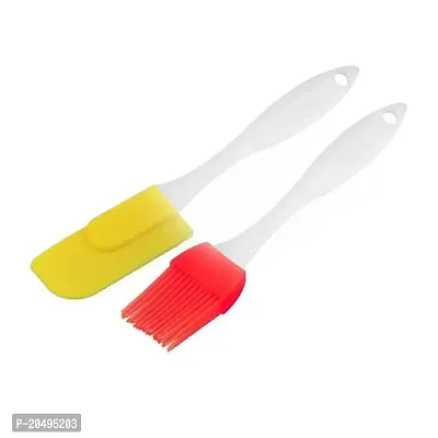 ShoppyCharms Silicone Spatula and Brush Set for Pastry, Cake Mixer, Decorating, Cooking, Baking, Silicone Spatula and Pastry Brush Set (Multicolour) - (SC-2170)-thumb0