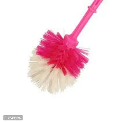 ShoppyCharms Plastic Bathroom Cleaner - Round Hockey Stick Shape Toilet Brush (Multicolor) - (SC-1293) - Pack of 1-thumb3