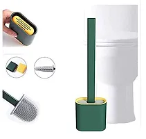 ShoppyCharms Silicone Toilet Brush with Holder Stand for Bathroom Cleaning (Multicolor) - (SC-1410) - Pack of 1-thumb2