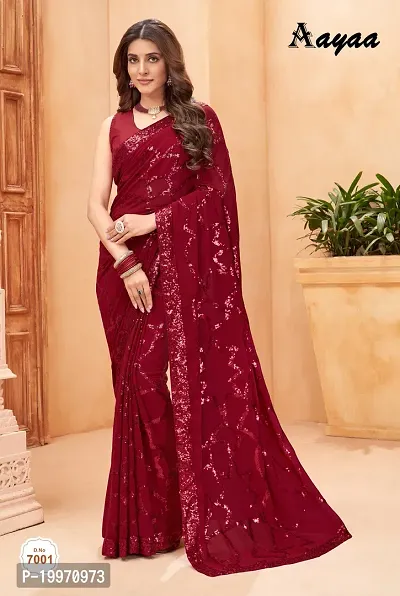 Faux Blooming Georgette Saree with Mulburry Silk