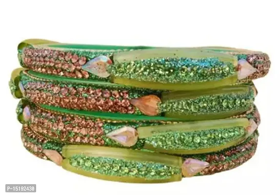 Elegant Green Glass Bangles Set For Women And Girls-thumb0