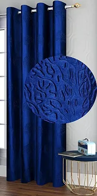 SHREE ANAND EXCLUSIVE NAVI BLUE CURTAIN SIZE 7FT  SET OF 1-thumb1