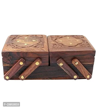 NIRMAL CRAFTS Jewellery Box for Women Wooden Flip Flap Flower Design Handmade Gift, 8 inches ( jewellery box )-thumb0