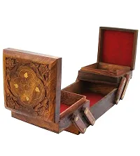 NIRMAL CRAFTS Jewellery Box for Women Wooden Flip Flap Flower Design Handmade Gift, 8 inches ( jewellery box )-thumb1