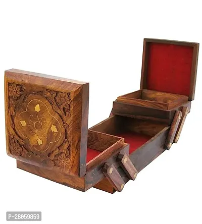 NIRMAL CRAFTS Jewellery Box for Women Wooden Flip Flap Flower Design Handmade Gift, 8 inches ( jewellery box )-thumb2
