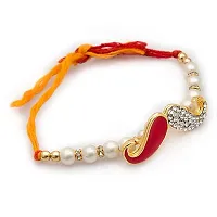 To The Nines Red Alloy, Mauli and Artificial Diamonds Elegant Rakhi Band for Men-thumb3