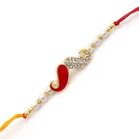 To The Nines Red Alloy, Mauli and Artificial Diamonds Elegant Rakhi Band for Men-thumb4