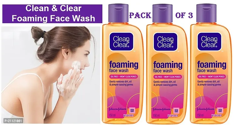 Clean  Clear Foaming Face Wash 150 ml  (Pack Of-3)-thumb0