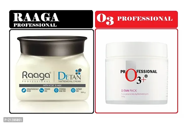 Raaga De-Tan Milk Cream 500 G.m  Professional O3 + DE Tan Pack 300gm
