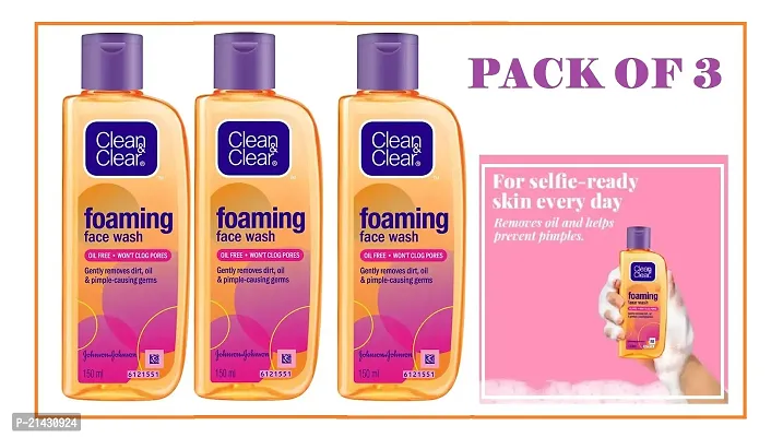 Clean  Clear Foaming Face Wash Oily Skin Clean 150 ml (Pack Of-3) Combo Pack