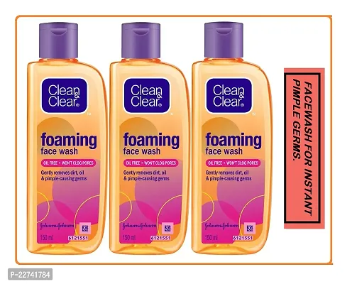 Clean  Clear  Foaming Face Wash 150ml All Skin Type  For Instant Pimpale Germs  (Pack Of-3)-thumb0