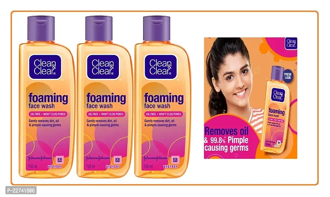 Clean  Clear  Foaming Face Wash 150ml  For Instant Pimpale Clean  (Pack Of-3) Combo Pack-thumb0