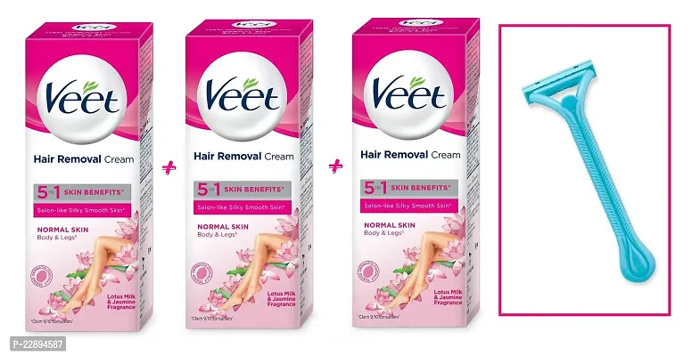 Veet Hair Removal Cream Skin Clean 5in1 Cream  25gm (Pack Of-3) With Brush   Combo  Pack