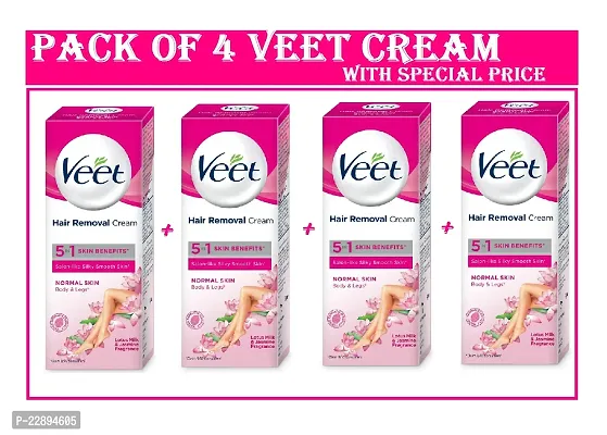 Veet Hair Removal Cream Normal Skin 5in1 Benefits 250gm (Pack Of-4)-thumb0