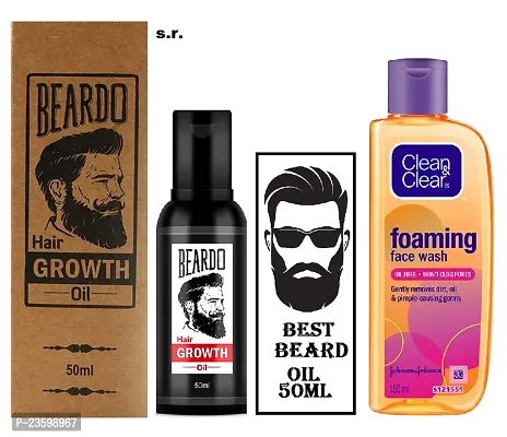 Beardo Proffesional  Hair Growth oil 50 ml And  Clean  Clear Foaming Face wash 150 ml