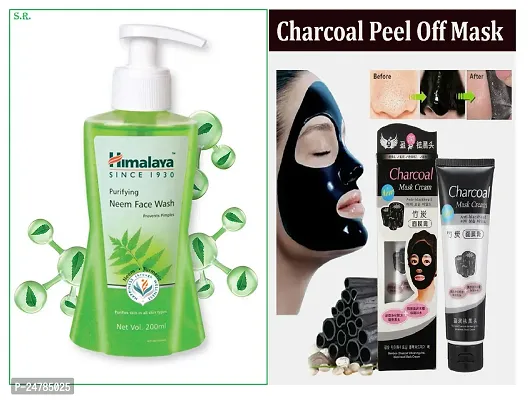 Himalaya Skin Purifying Neem Face wash 200 ml  With Charcoal Peel Off Mask 100 ml Combo Pack