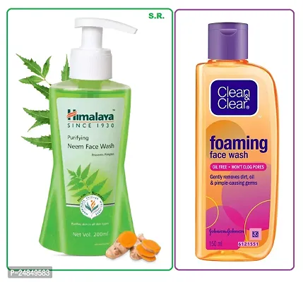 Hmalaya Purifying Neem Face Wash  200 ml With Clean  Clear Foaming Face Wash 100 ml Combo Pack-thumb0