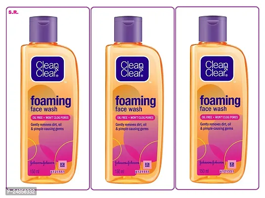 Clean  Clear Foaming Gently  Removes Dirt Oil Face Wash 150ml (Pack Of-3)