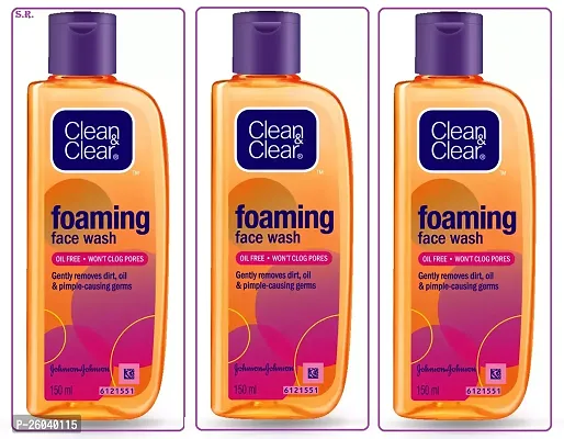 Clean  Clear Foaming Face Glowing  Face Wash 150 ml Pack Of-3-thumb0