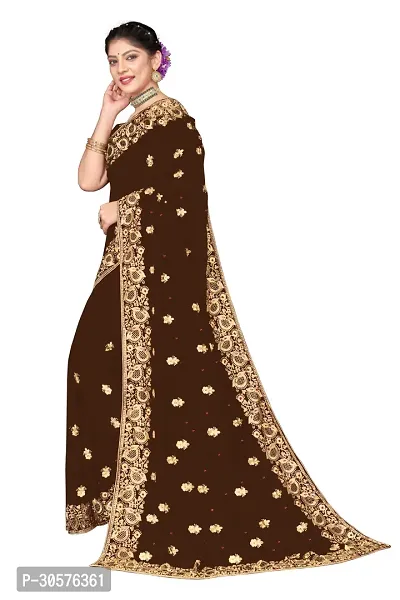 Attractive Georgette Embroidered Saree  with Blouse Piece-thumb5