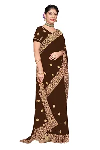 Attractive Georgette Embroidered Saree  with Blouse Piece-thumb1