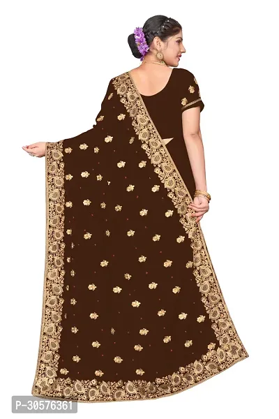 Attractive Georgette Embroidered Saree  with Blouse Piece-thumb3