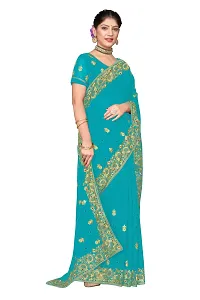 Attractive Georgette Embroidered Saree  with Blouse Piece-thumb4