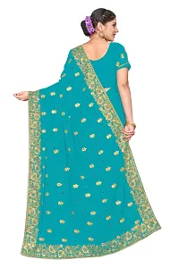 Attractive Georgette Embroidered Saree  with Blouse Piece-thumb1