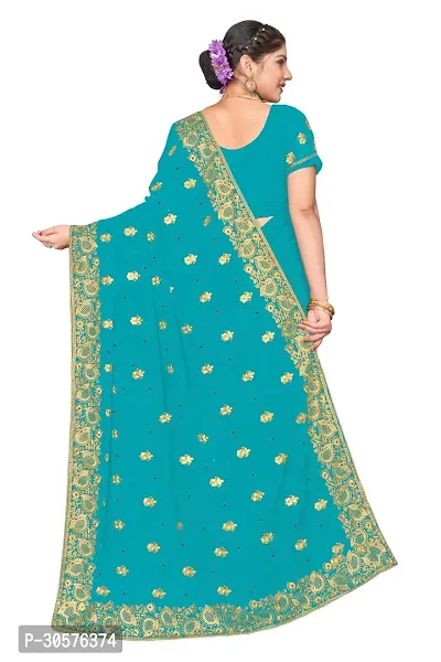 Attractive Georgette Embroidered Saree  with Blouse Piece-thumb2