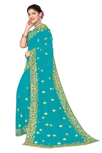 Attractive Georgette Embroidered Saree  with Blouse Piece-thumb2