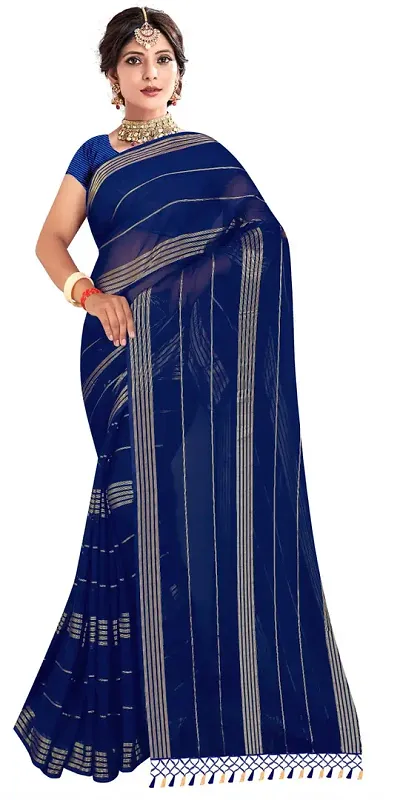 Latest Attractive Chiffon Saree with Blouse piece