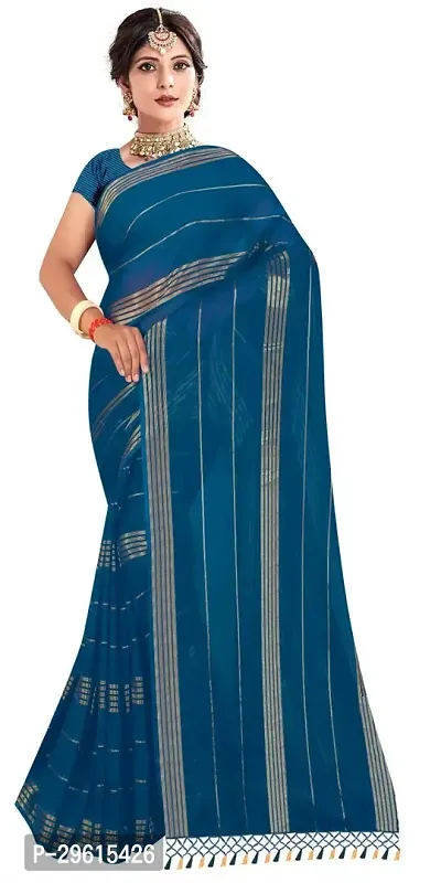 Latest Attractive Chiffon Saree with Blouse piece-thumb0