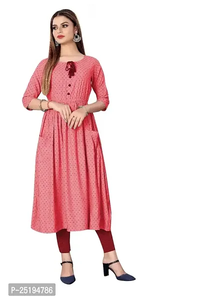 Decent Women's Cotton Silk Stitched Kurti (Pink  Black); Size: XX-Large 018-thumb0