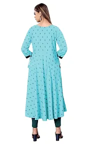 Decent Women's Cotton Silk Stitched Kurti (Sky Blue  Black); Size: Small 016-thumb1