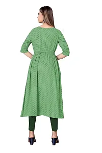 Decent Women's Cotton Silk Stitched Kurti (Green  Black); Size: Medium 019-thumb1